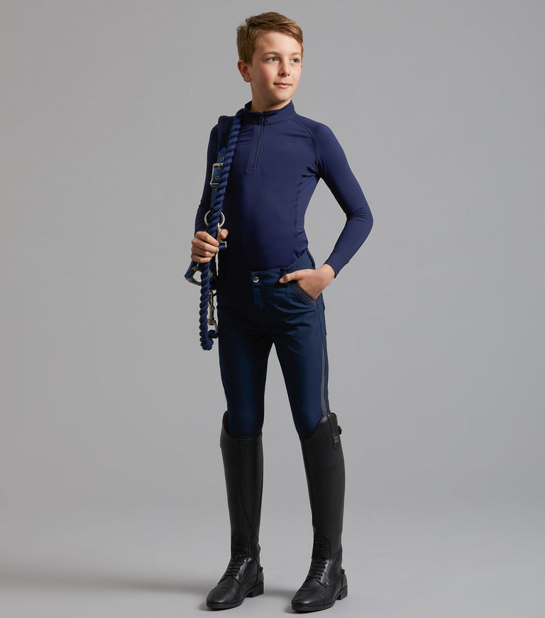 Gando Boys Gel Knee Riding Breeches Navy Premier Equine Int. Ltd