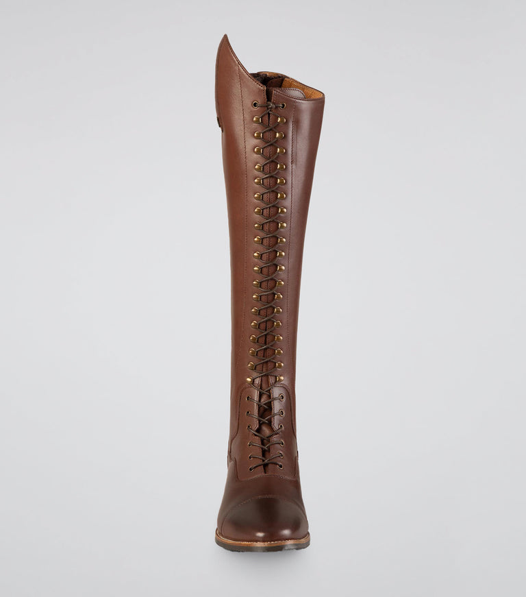 Maurizia Ladies Tall Lace Front Leather Riding Boot Brown Premier Equine Int. Ltd