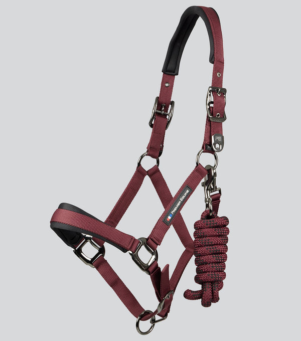 Corda Horse Head Collar with Lead Rope Burgundy