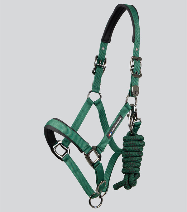 Corda Horse Head Collar with Lead Rope Green