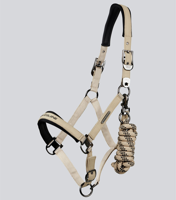 Duco Padded Head Collar with Lead Rope Taupe