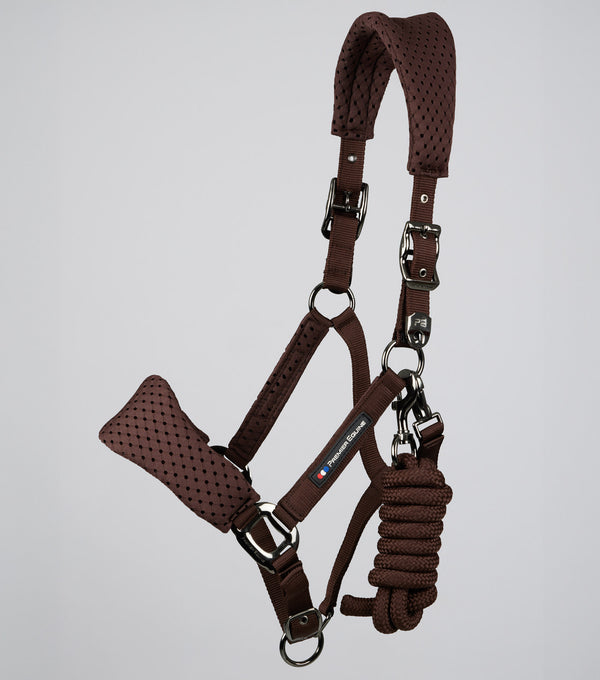 Necto 3D Mesh Horse Head Collar with Lead Rope Brown