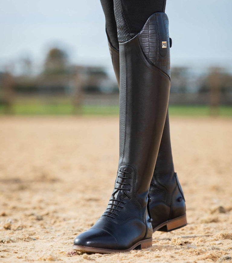 Passaggio Ladies Leather Field Tall Riding Boot Black Regular Calf